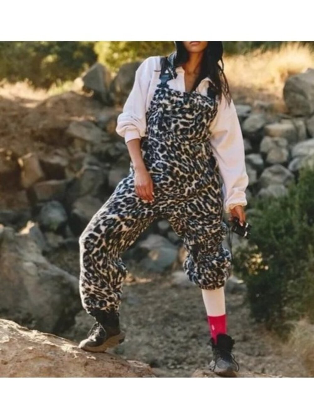 Free People Hit The Slopes Printed Overalls Leopard Gorpcore Outdoors Womens L